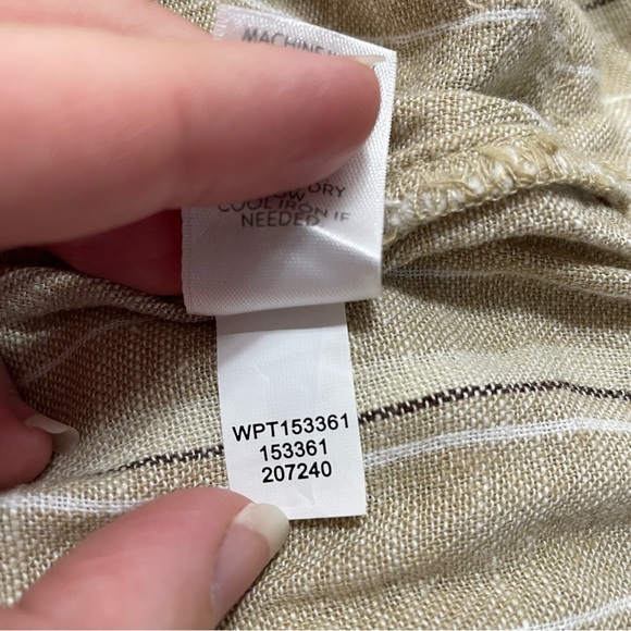 J. Jill Tan Striped Linen Blend Split Hem Wide Leg Cropped Women's Size M - Picture 11 of 13